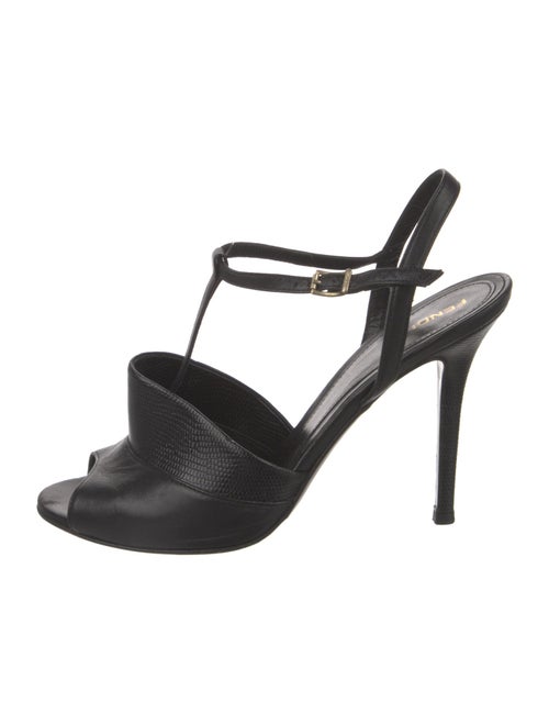 Fendi Zucca FF Logo Suede T-Strap Sandals