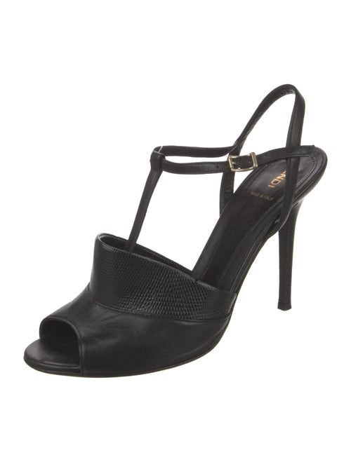 Fendi Zucca FF Logo Suede T-Strap Sandals