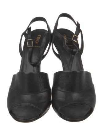 Fendi Zucca FF Logo Suede T-Strap Sandals