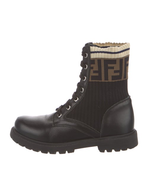 Fendi Zucca FF Logo Leather Combat Boots