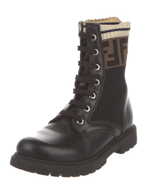 Fendi Zucca FF Logo Leather Combat Boots