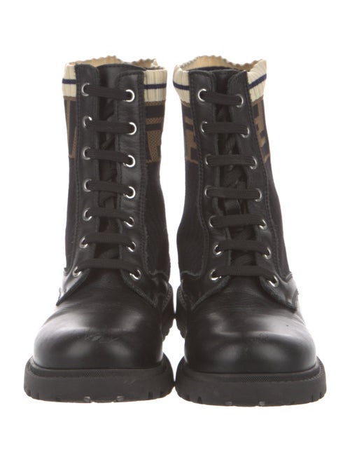 Fendi Zucca FF Logo Leather Combat Boots