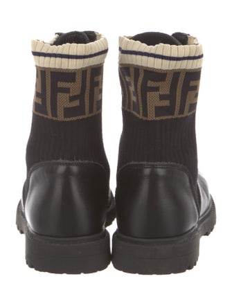 Fendi Zucca FF Logo Leather Combat Boots