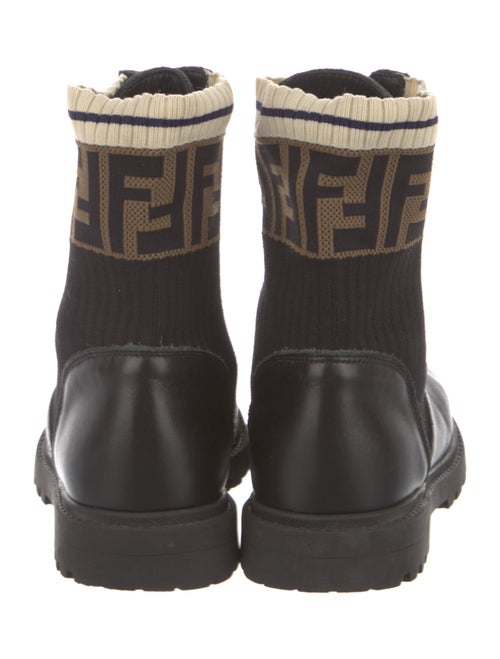 Fendi Zucca FF Logo Leather Combat Boots
