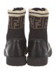 Fendi Zucca FF Logo Leather Combat Boots