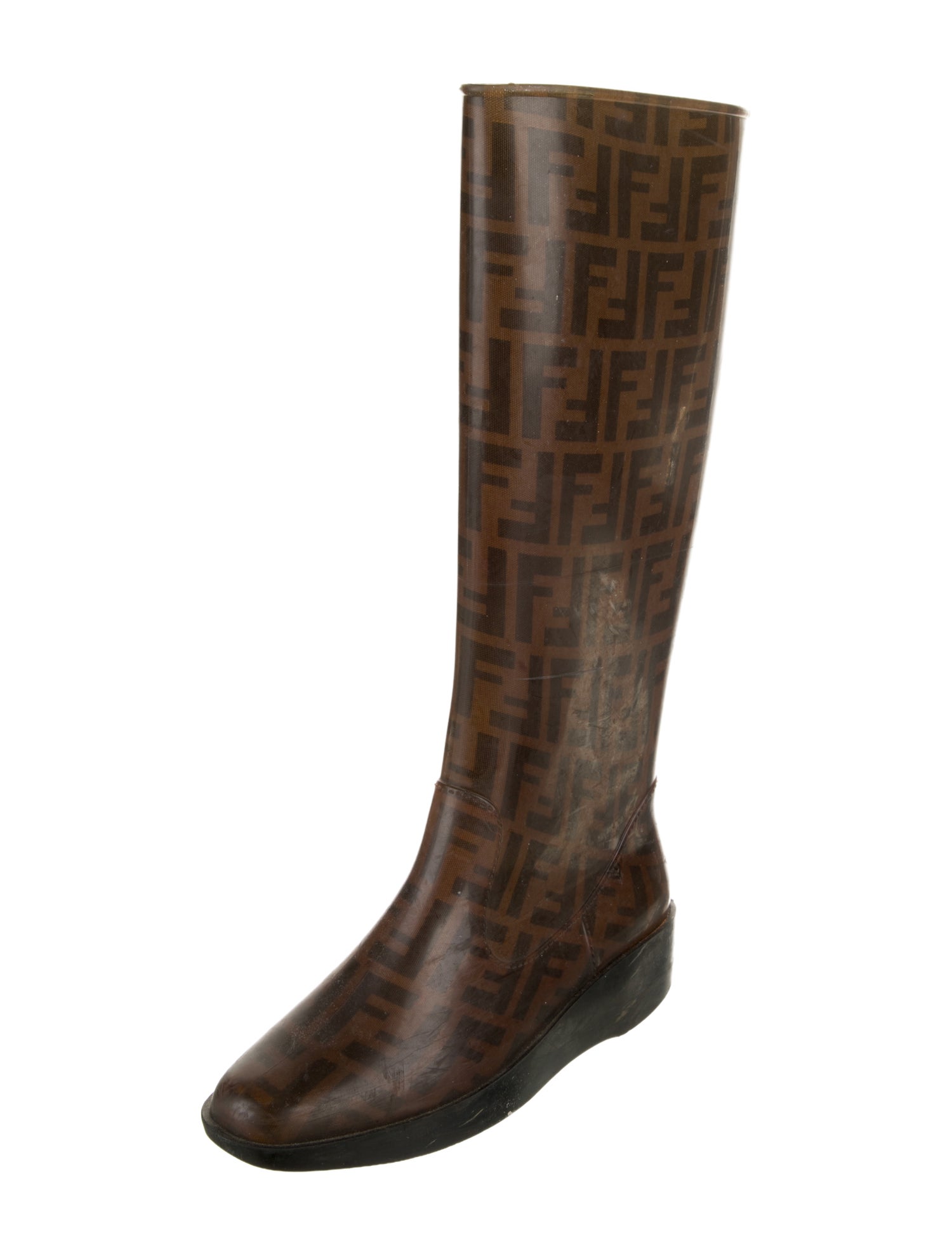 Fendi Zucca FF Logo Rubber Rain Boots