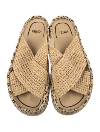 Fendi Zucca FF Logo Raffia Espadrilles