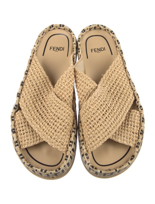 Fendi Zucca FF Logo Raffia Espadrilles