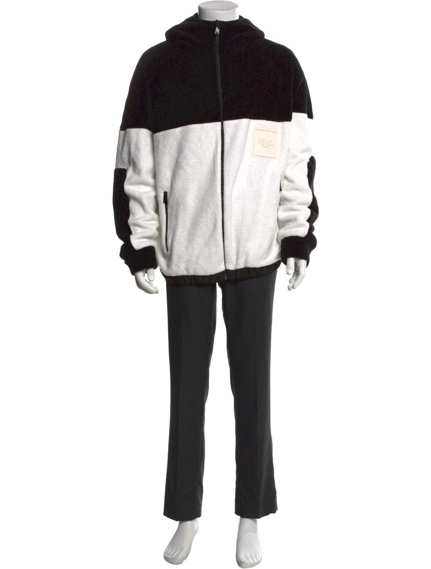 Fendi Colorblock Pattern Mock Neck Hoodie