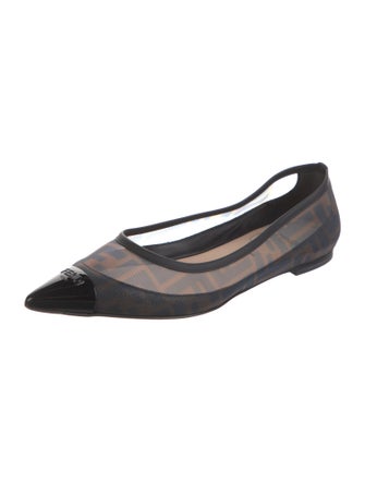 Fendi Zucca FF Logo Mesh Ballet Flats
