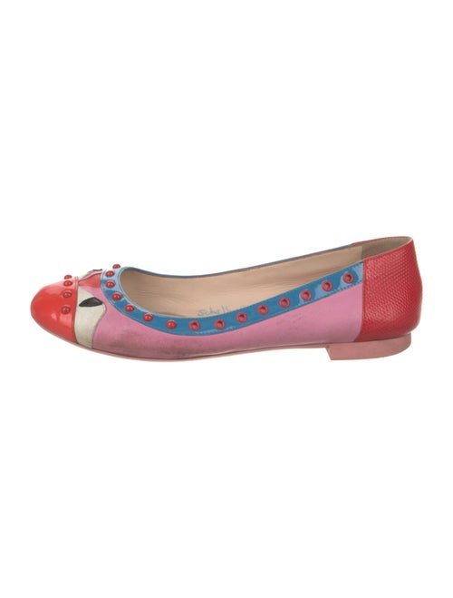 Fendi Monsters Motif Leather Ballet Flats
