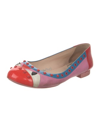 Fendi Monsters Motif Leather Ballet Flats