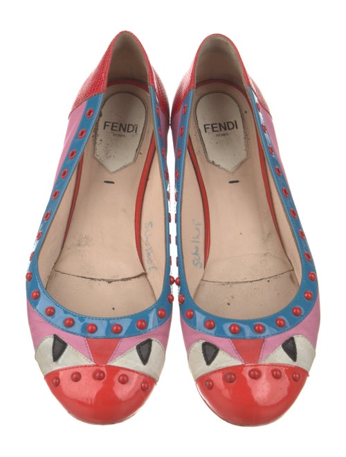 Fendi Monsters Motif Leather Ballet Flats