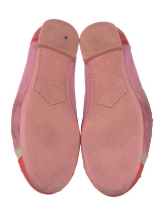 Fendi Monsters Motif Leather Ballet Flats