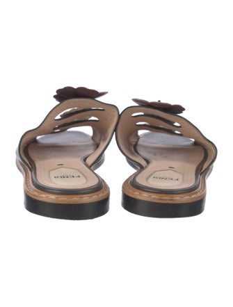 Fendi Leather Cutout Accent Slides