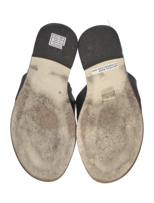 Fendi Leather Cutout Accent Slides