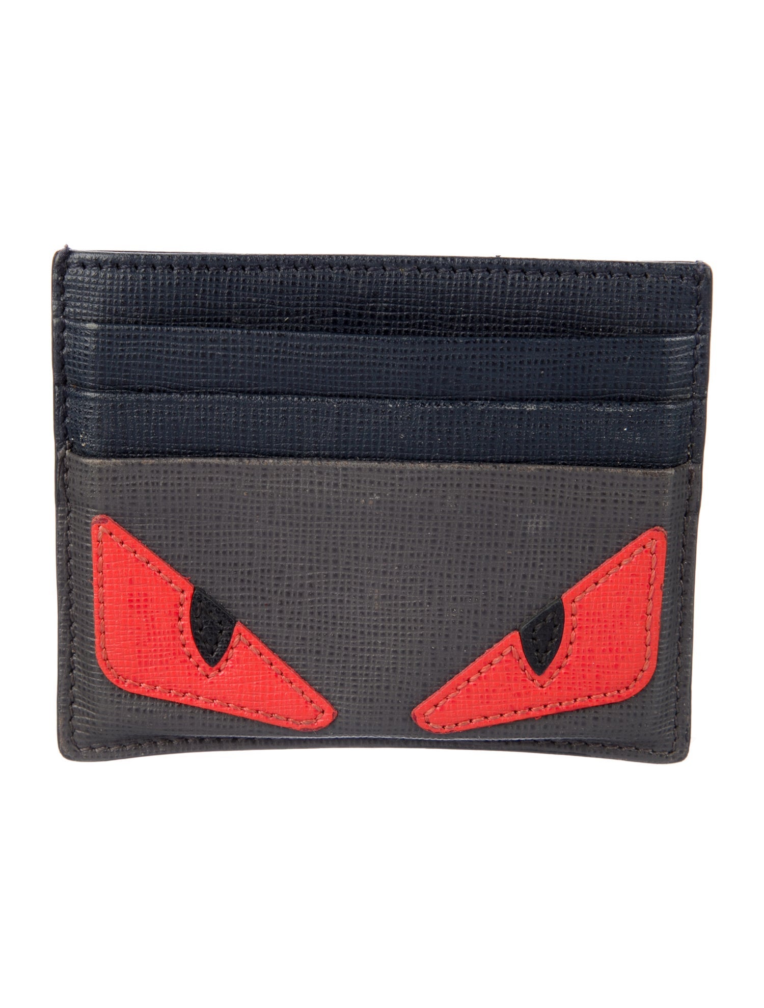 Fendi Monster Eyes Cardholder Saffiano Leather Wallet