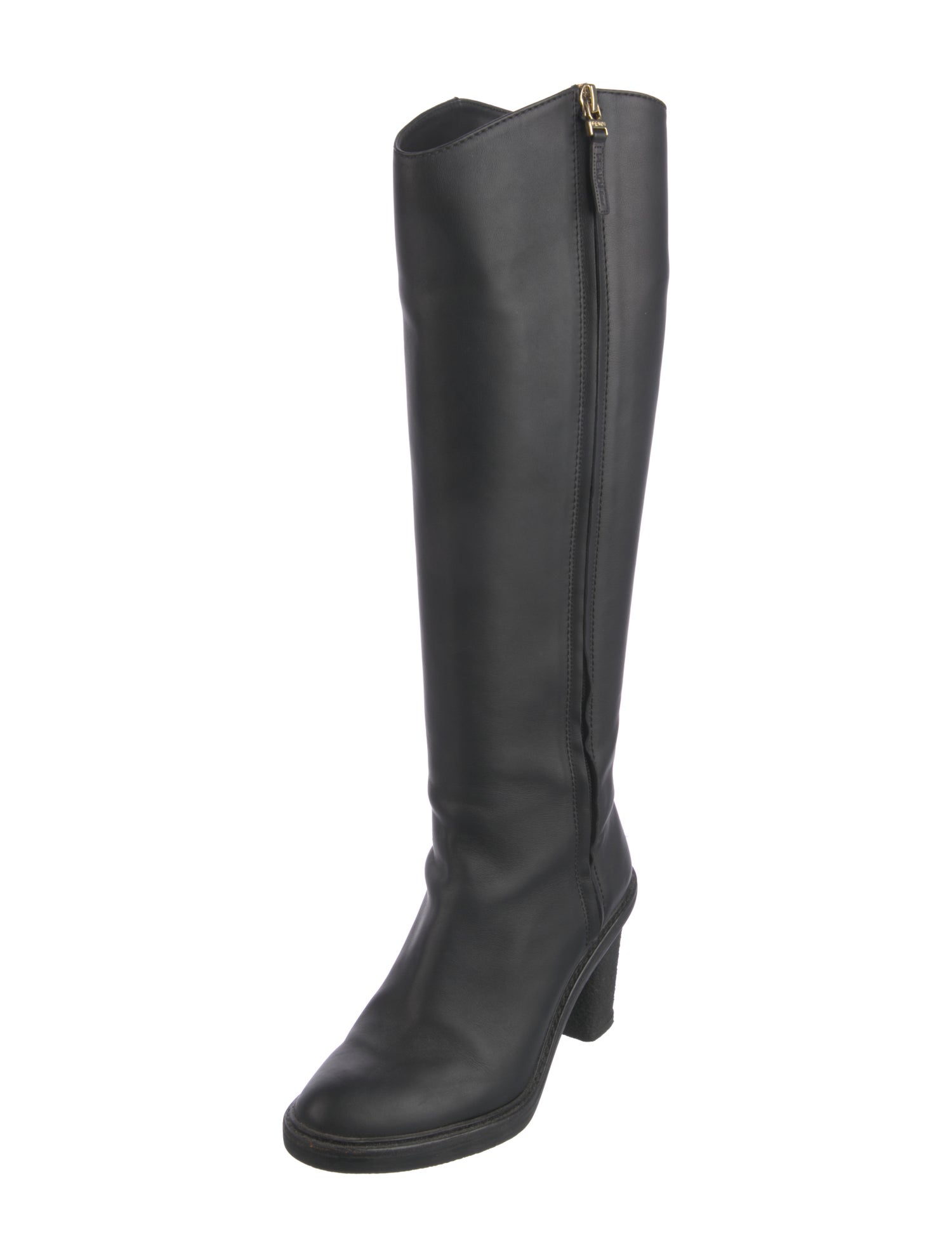 Fendi Pequin Pattern Leather Boots