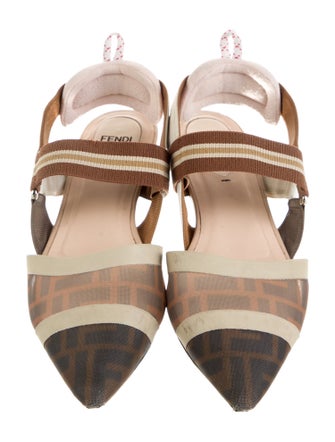 Fendi Zucca FF Logo Mesh Slingback Flats
