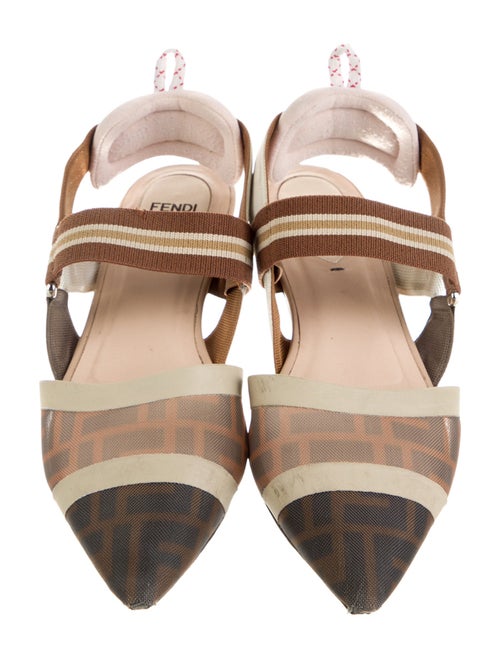 Fendi Zucca FF Logo Mesh Slingback Flats