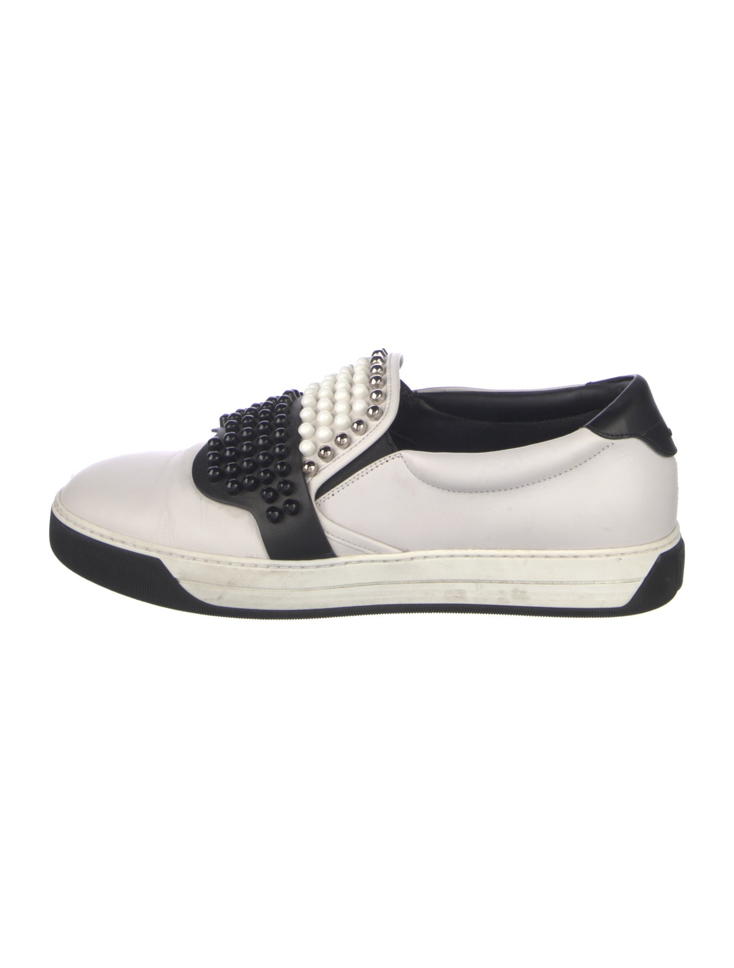 Fendi Leather Colorblock Pattern Sneakers