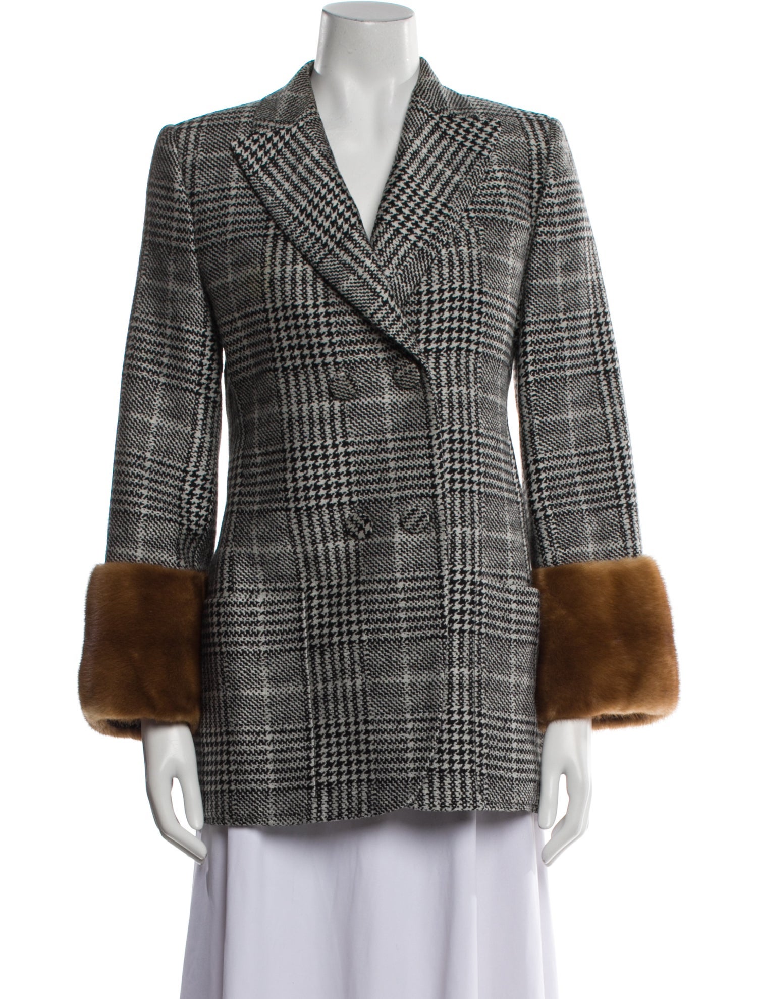 Fendi Wool Houndstooth Print Blazer