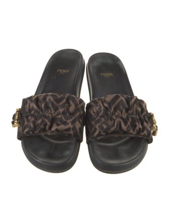 Fendi Zucca FF Logo Satin Slides