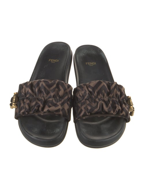 Fendi Zucca FF Logo Satin Slides