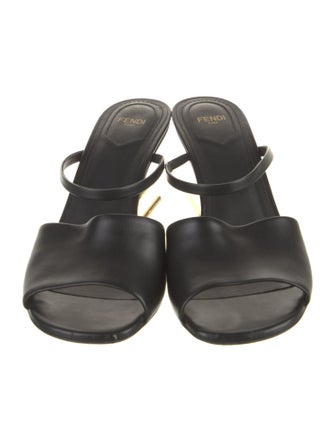 Fendi Zucca FF Logo Leather Slides