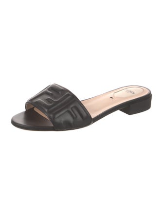 Fendi Zucca FF Logo Leather Slides