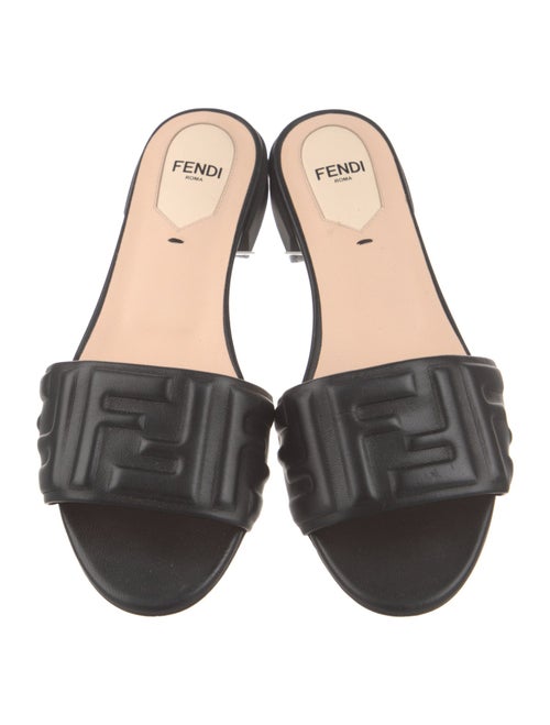 Fendi Zucca FF Logo Leather Slides