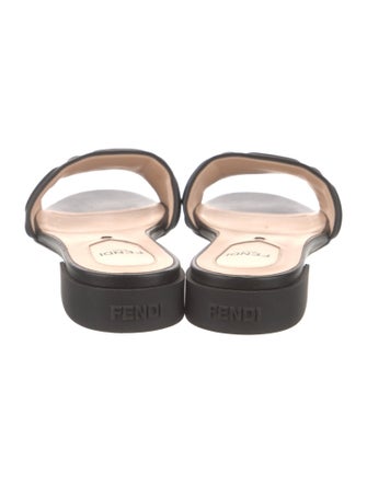Fendi Zucca FF Logo Leather Slides