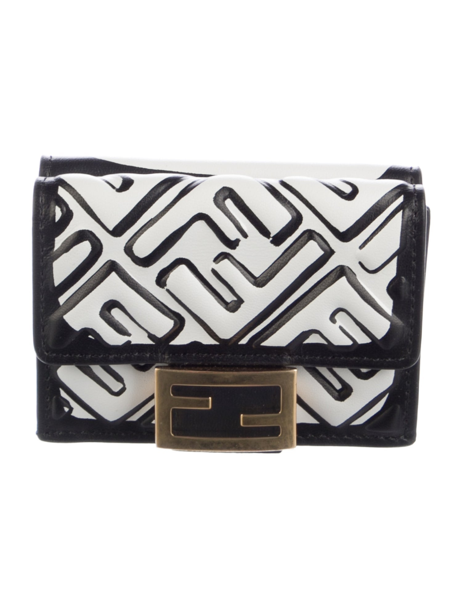 Fendi Leather Printed Compact Wallet