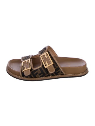 Fendi Zucca FF Logo Canvas Slides