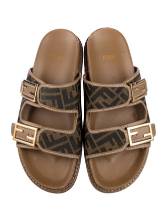 Fendi Zucca FF Logo Canvas Slides