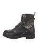 Fendi Leather Printed Combat Boots