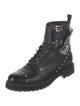 Fendi Leather Printed Combat Boots