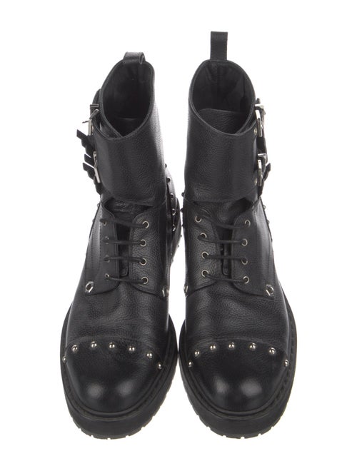 Fendi Leather Printed Combat Boots