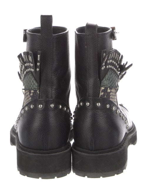 Fendi Leather Printed Combat Boots