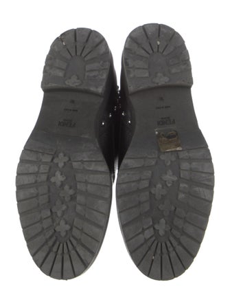 Fendi Leather Printed Combat Boots