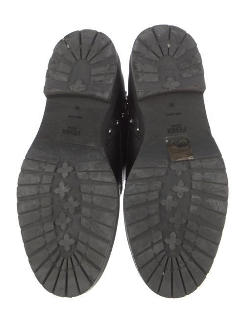 Fendi Leather Printed Combat Boots