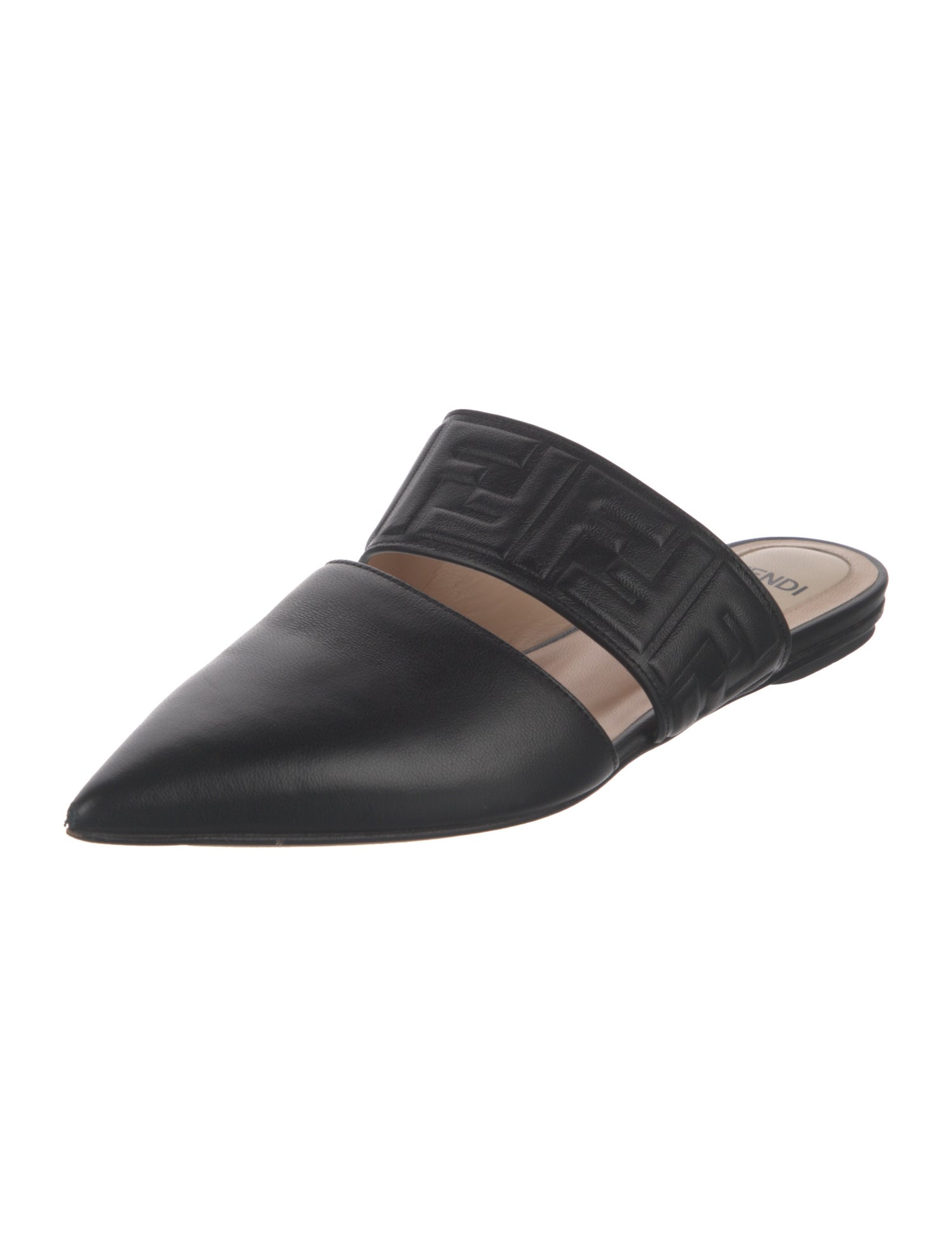 Fendi Zucca FF Logo Leather Mules