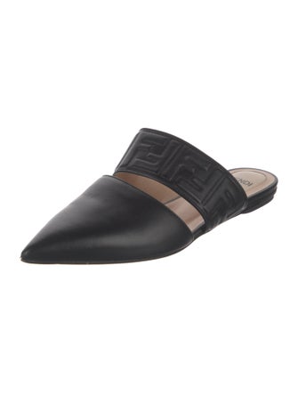 Fendi Zucca FF Logo Leather Mules