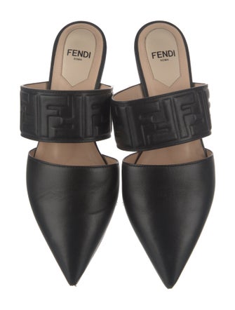 Fendi Zucca FF Logo Leather Mules