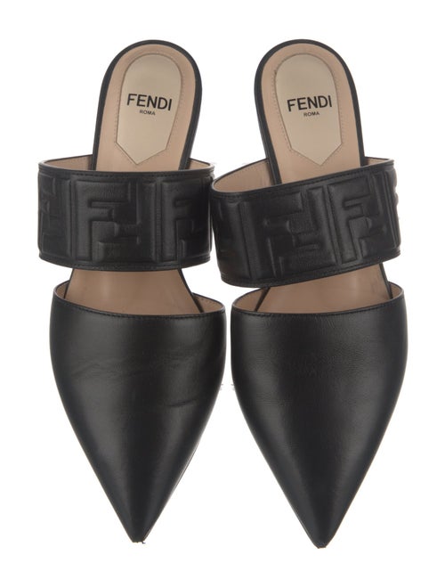 Fendi Zucca FF Logo Leather Mules