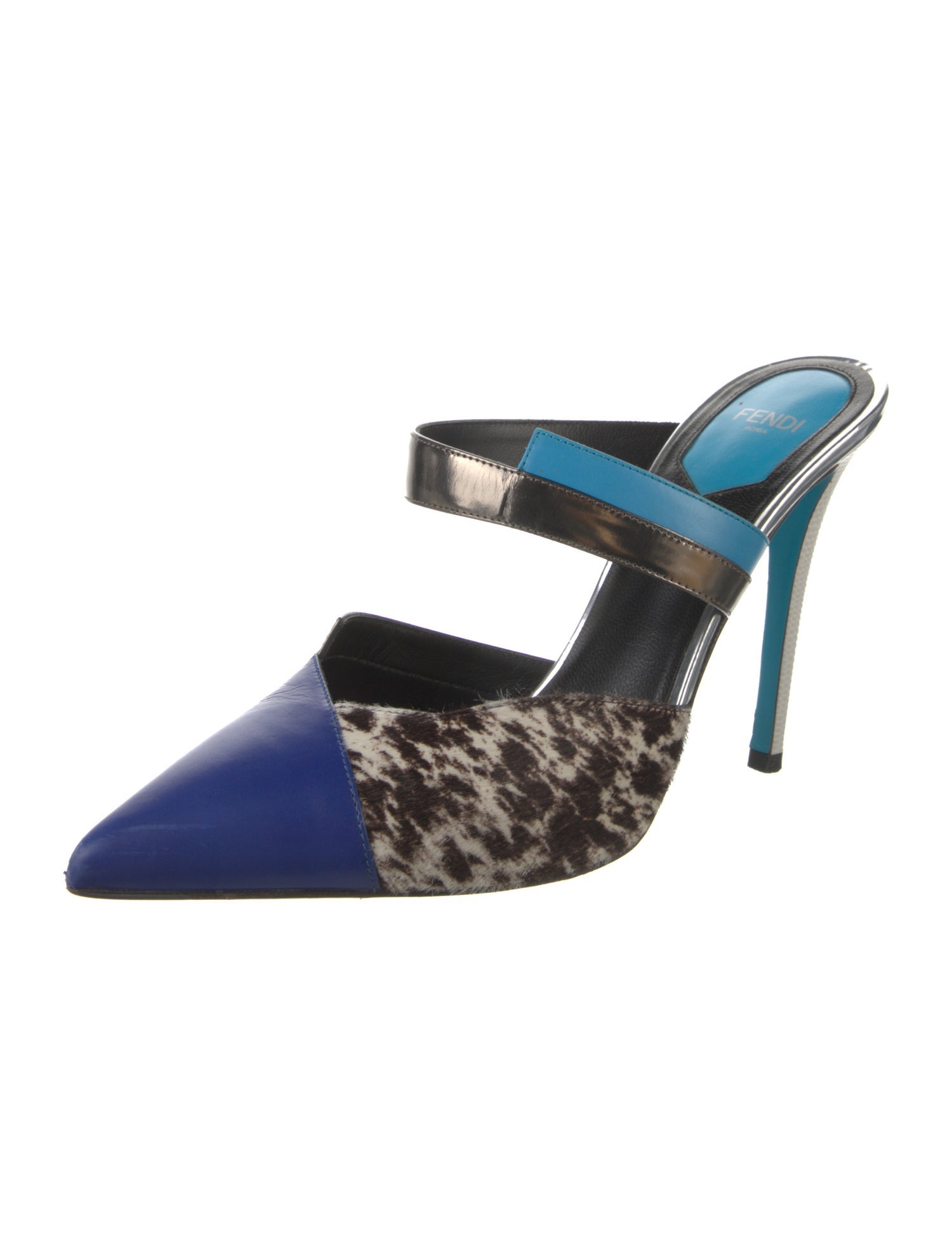 Fendi Leather Animal Print Mules