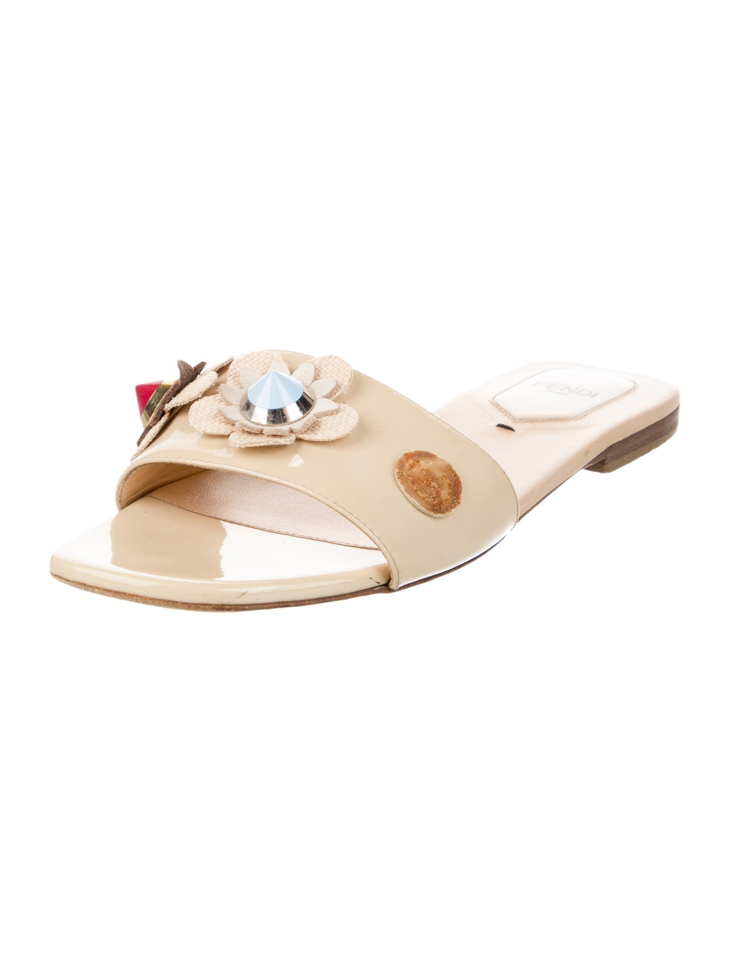 Fendi Patent Leather Studded Accents Flats