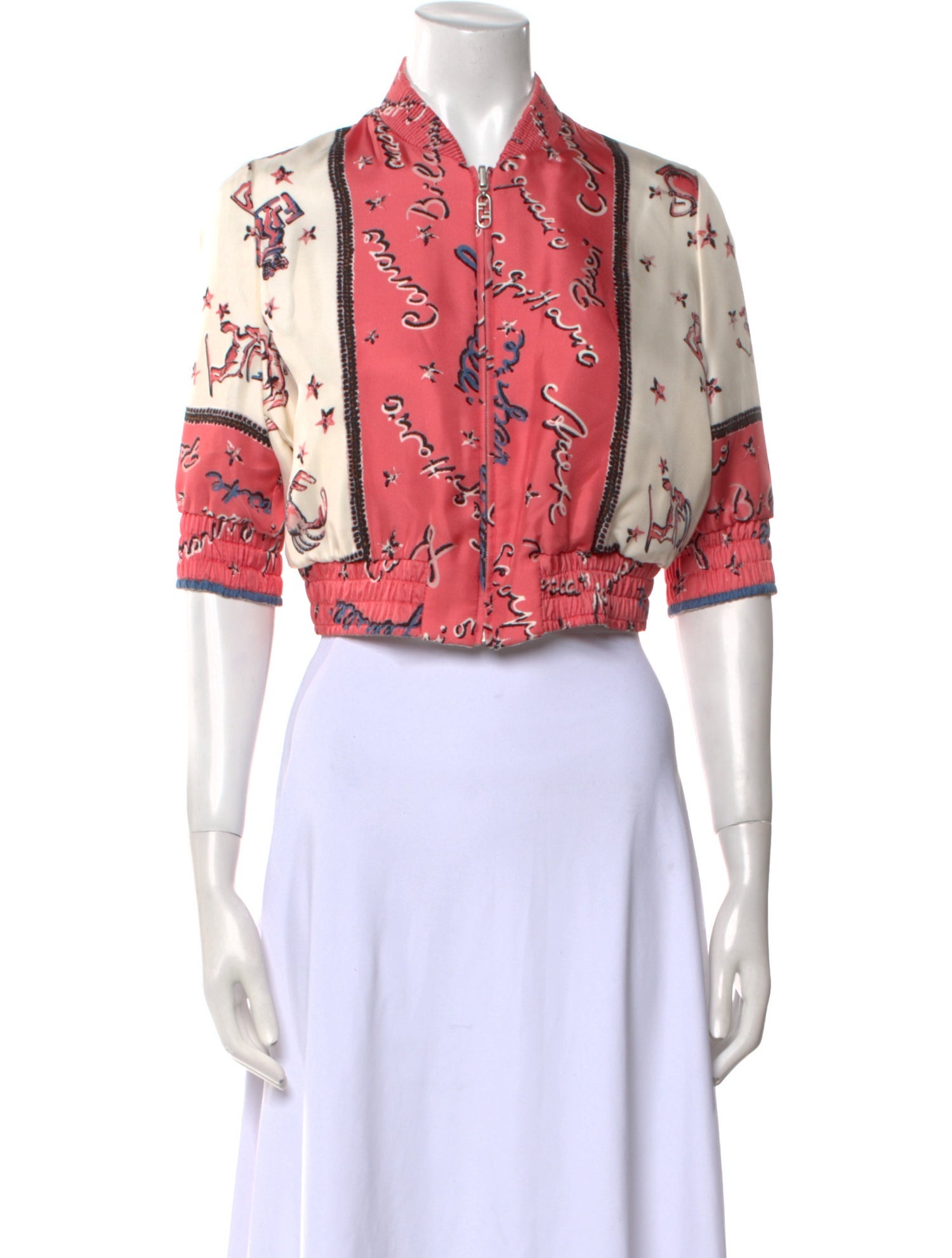 Fendi Silk Floral Print Crop Top