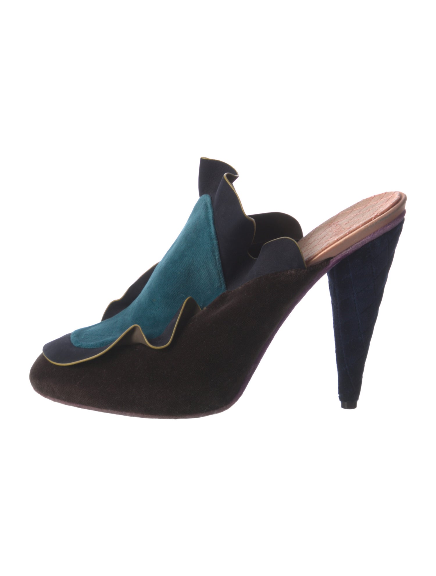 Fendi Velvet Colorblock Pattern Mules