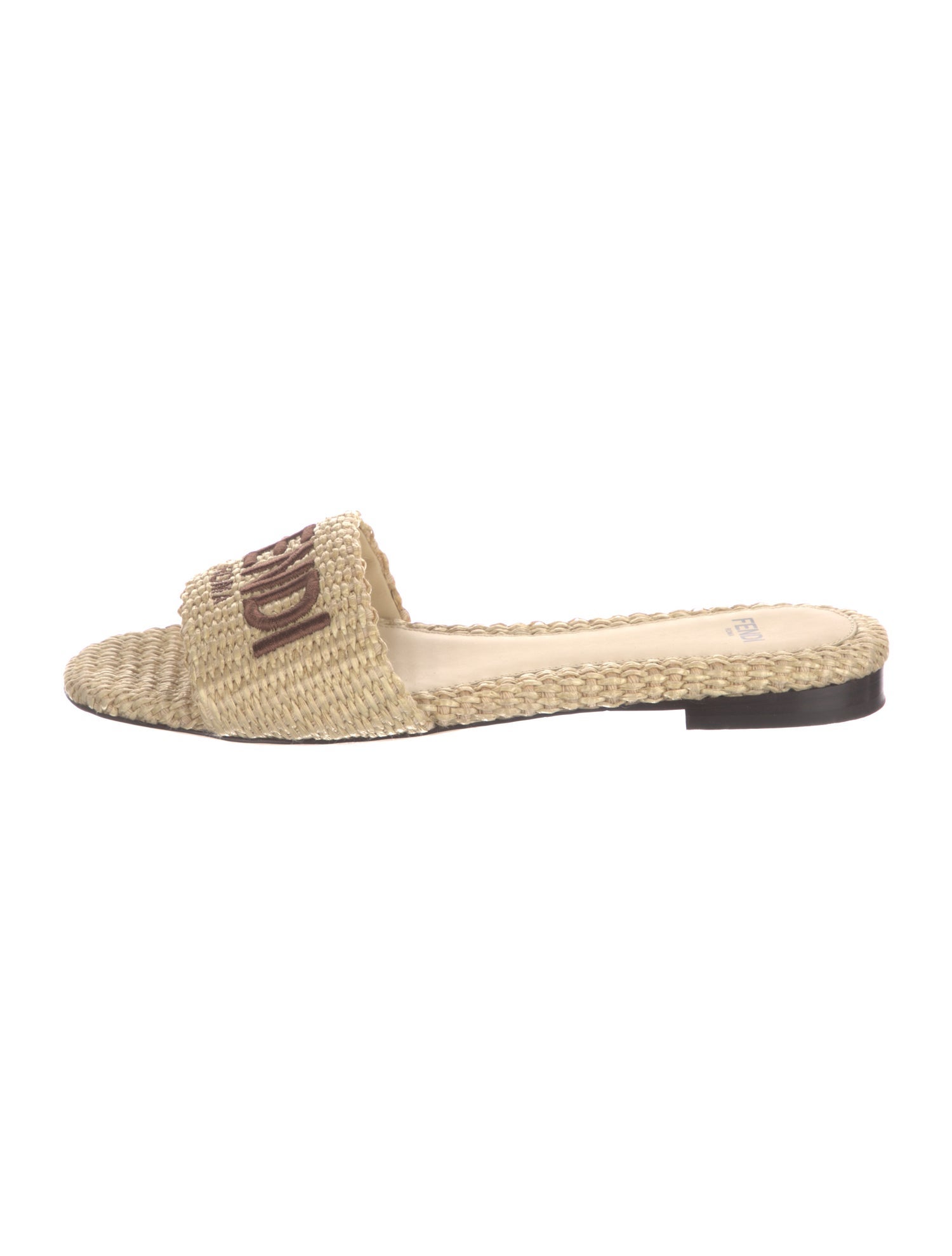 Fendi Raffia Graphic Print Slides